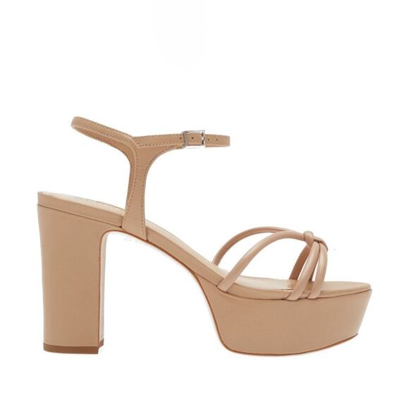Revolve Schutz Kelsie Leather Platform Sandal in True Beige Nude - Picture 1 of 12
